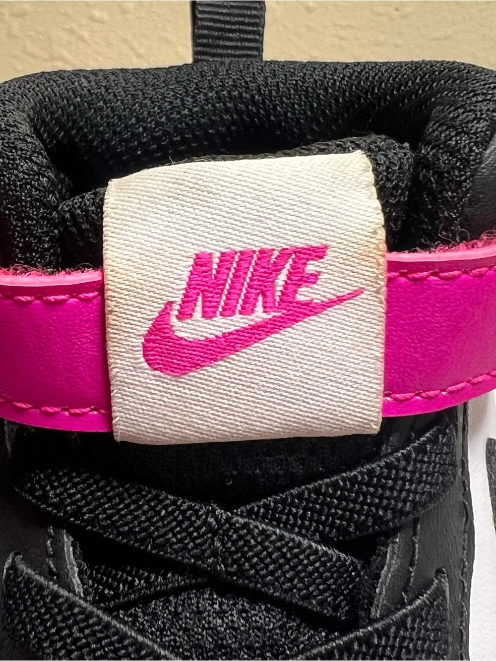 Nike Kids High-Top Sneakers in Black, White & Pink